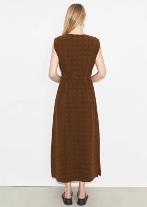 Tory Burch Terry Jacquard Maxi Dress XS Anise Brown NWT $458 Cover-Up Beach - Image 3 of 4