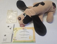 Vintage 16" Pound Puppies Stuffed Plush Dog Beige Brown Spots & Paperwork 