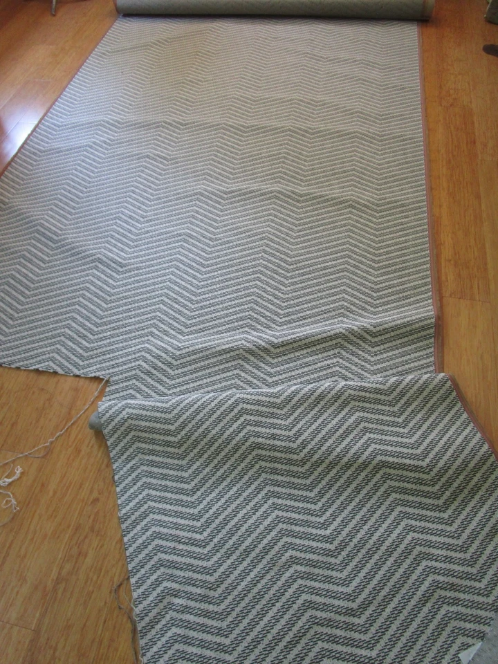 Tela de tapicería SPARRE Schumacher marfil Epingle tejido Chevron 3+ yardas Foto 3 de 4