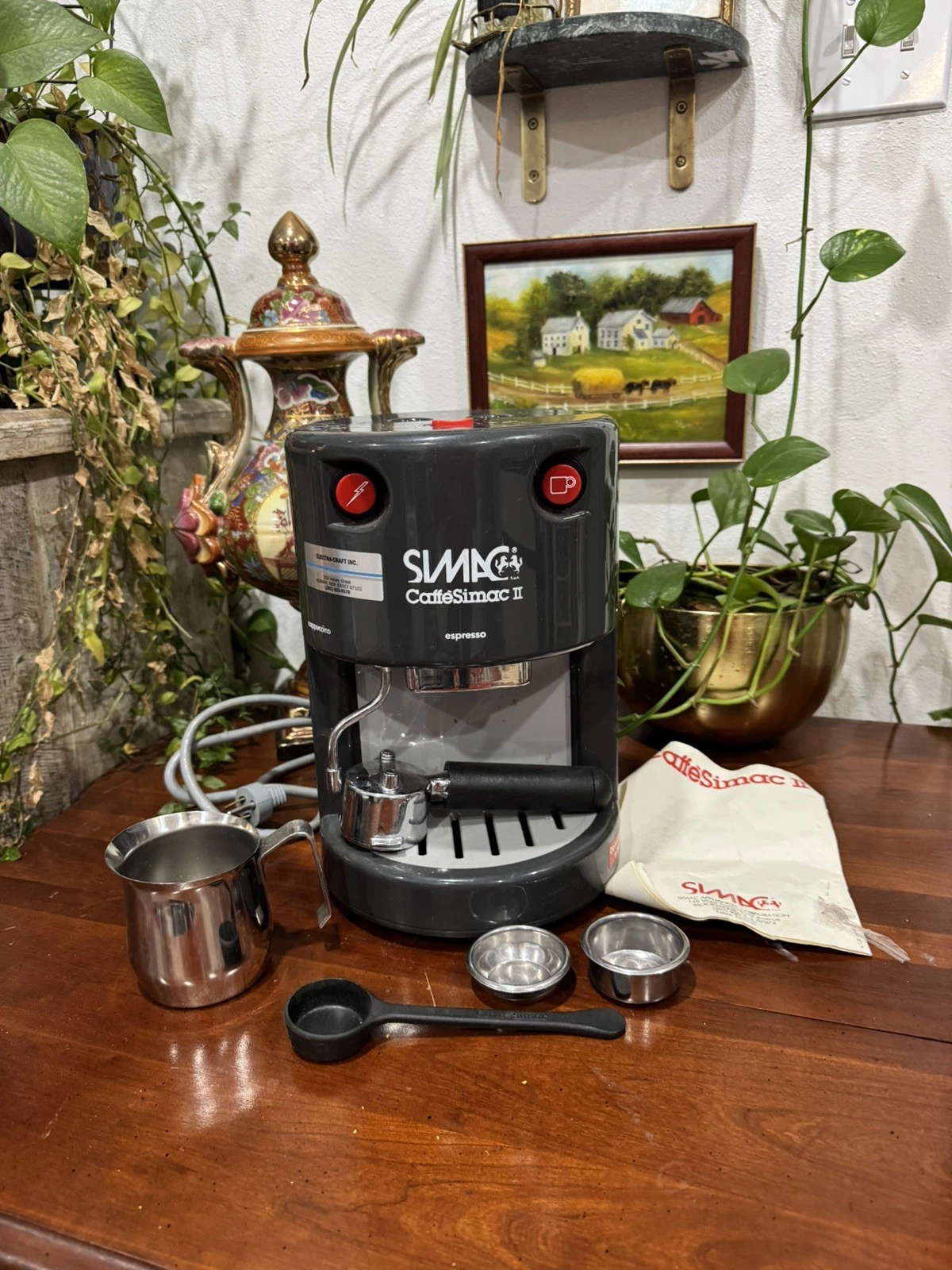 SIMAC Caffe Simac II Cappuccino Espresso Maker Machine Italy 900 Watt Charcoal