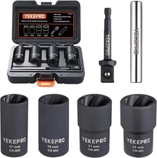 6 PCS Lug Nut Removal Tool, 1/2-inch Drive Impact Twist Socket Set & Bolt Extrac