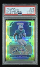 2021 Panini Prizm Rookie Jaylen Waddle #338 Gold Prizm Auto /10 PSA 9 Auto 10