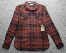 Frye and Co. Western Shirt Mens Small Multi Plaid Flannel Regular Fit Pearl Snap