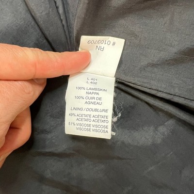 Armani Collezioni Jacket Mens 44 Black Lambskin Leather Full Zip