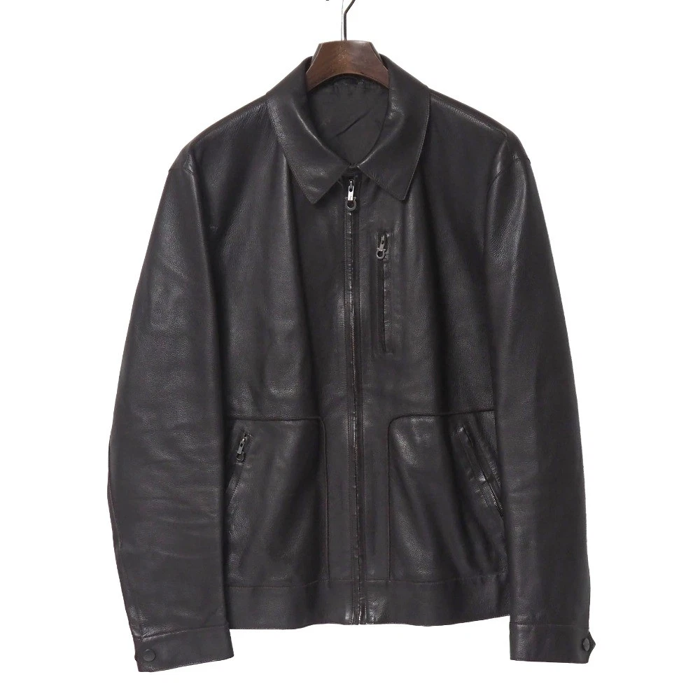 Salvatore Ferragamo Leather Outer Shell Brown Coats, Jackets