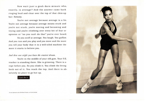 Nike Just Do It 1992 4-Page Magazine Print AD Sepia Rope Climb PE Class 1990s