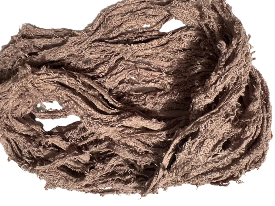 Tariff FREE 100 g Cotton Frizz Ribbon yarn Frayed Raw Edge Tan - Image 3 of 3