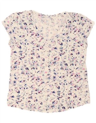 GAP Damen T-Shirt Oberteil UK 16 Large weiß geblümt CO07