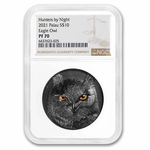 2021 Palau 2 oz Silver Hunters by Night: Eagle Owl PF-70 NGC