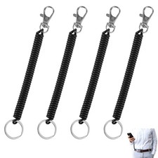 4pcs Retractable Spring Coil Keychain with Lobster Clasp Anti-Lost Stretch Cord