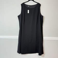 NWT Talbots Plus Sz 24W Shift Dress Black Sleeveless Lined Minimalist Capsule