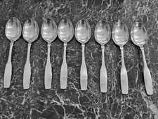 Paul Revere Community Stainless 8 Dessert / Oval Soup Spoons 6 7/8" USA Made