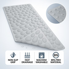 Non Slip Bath Mat for Tub Shower 31x16 Soft Rubber Bathroom Mat Suction Cups