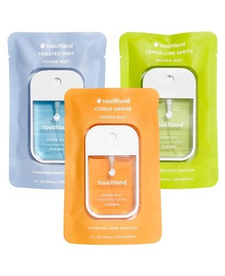 Touchland Hydrating Hand Sanitizer Spray, FRESH Trio Set (Mint, Citrus, Lemon Li