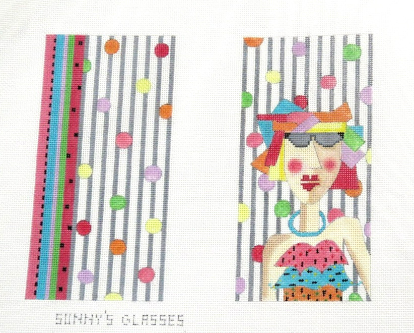 Penny MacLeod Sunny's Glasses Eyeglass Case Handpainted Needlepoint Canvas