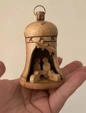 Vintage Wooden Nativity Christamas  Ornament Manger Scene 3.5” Tall