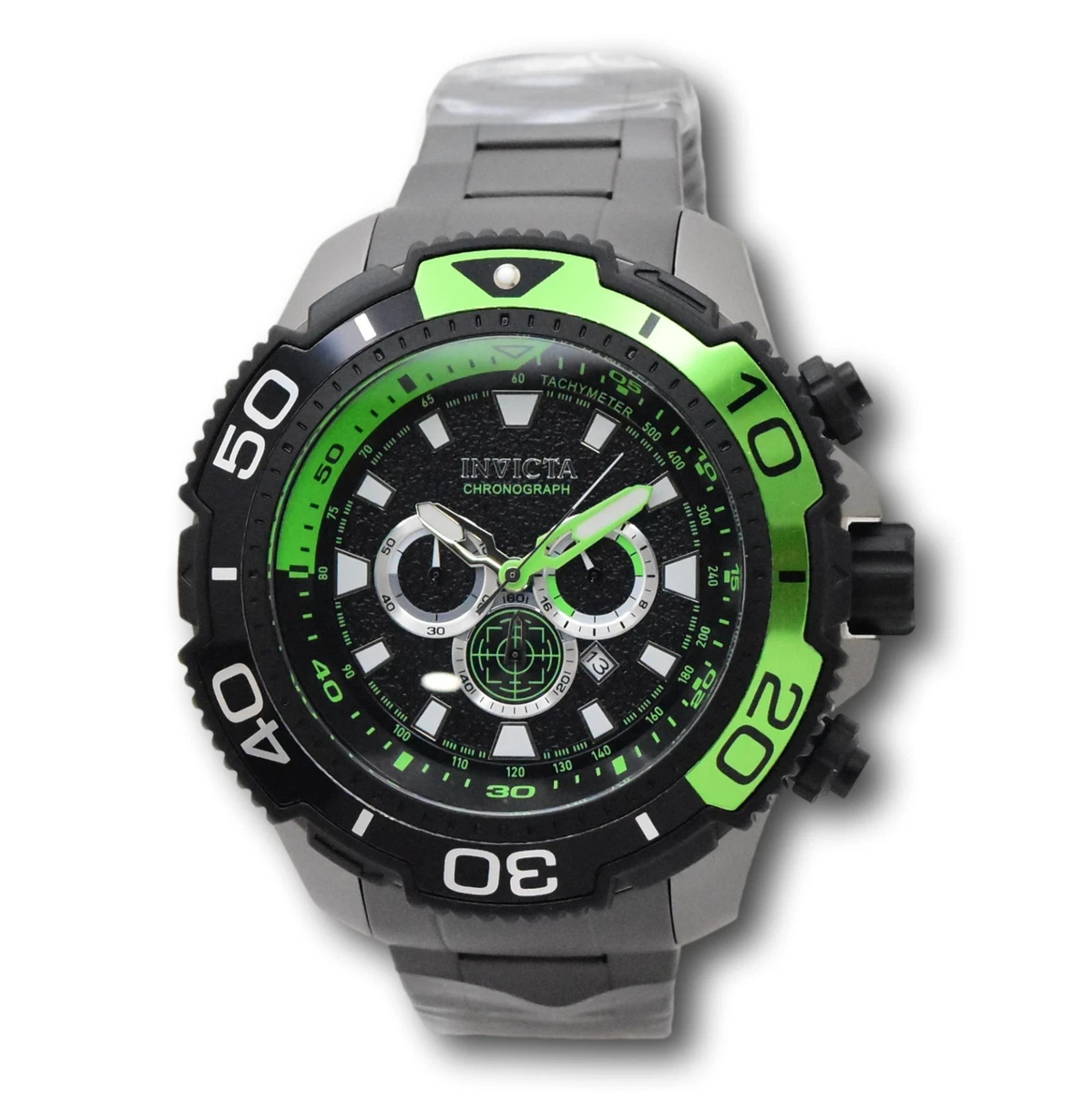 Reloj Invicta Kaiju Hombre 65mm ENORME Cuarzo Cronógrafo 100M Verde y Gris 49487