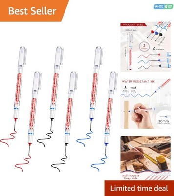 Deep Hole Marker Pens - Waterproof with Quick-Drying Ink, 6 Multicolor Options