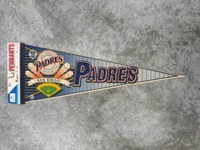 Vintage San Diego Padres Pennant Felt 30" flag 90s USA made win craft Deadstock
