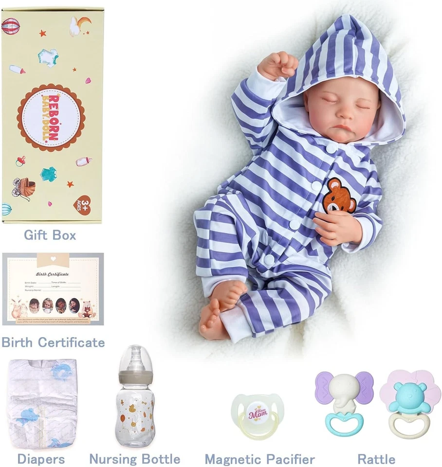 Muñecas bebé renacidas realistas niño 20 pulgadas muñeca bebé realista con vinilo de cuerpo completo Foto 4 de 4