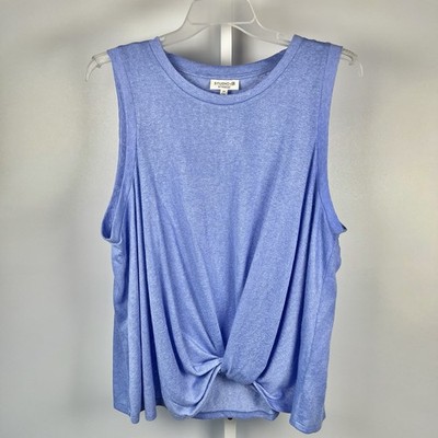 Studio by Bobeau 2X Heather Blue Front Twist Tank Top NWT Plus Slub Knit