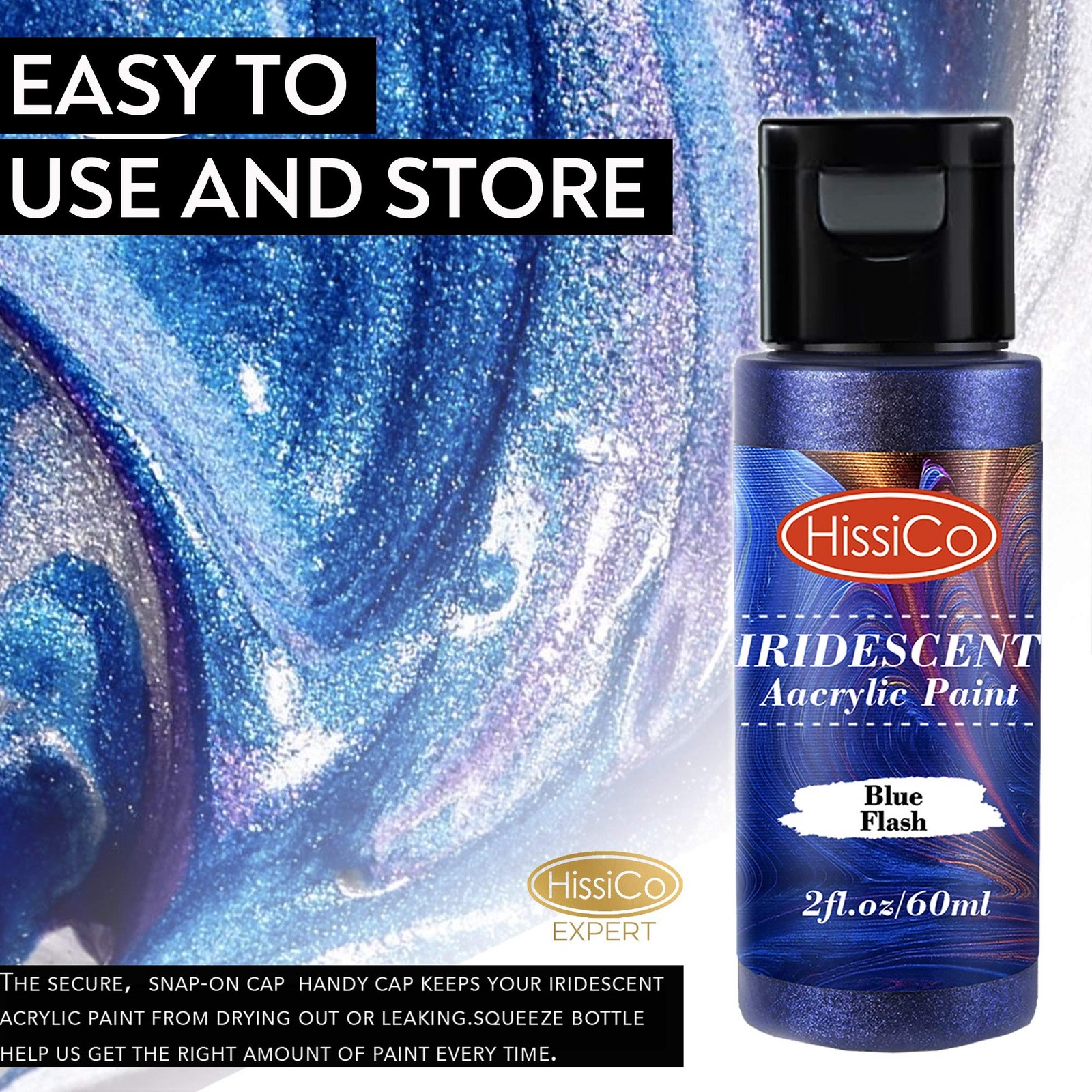 Iridescent Acrylic Paint Set of 16 Chameleon Colors 60ml 2 OZ Bottles, High