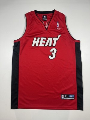 稀少 NBA Reebok ユニフォーム HEAT ウェイド Wade 2XL Miami Heat Basketball Jersey Mens XL Red NBA Reebok Dwyane Wade 3