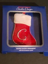 Regent Square Silver Plated Initial Letter "C" Monogram Christmas Ornament