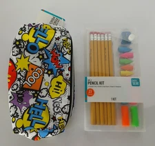 Pen+Gear Comic Book Pencil Pouch and 23 Piece No. 2 Pencil Kit For School New