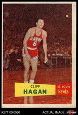1957 Topps #37 Cliff Hagan Hawks RC HOF Kentucky  4 - VG/EX