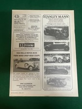 1933 ROLLS ROYCE 20/25 PARK WARD DROP HEAD COUPE ERIC GLENNON A4 ADVERT FILE 62