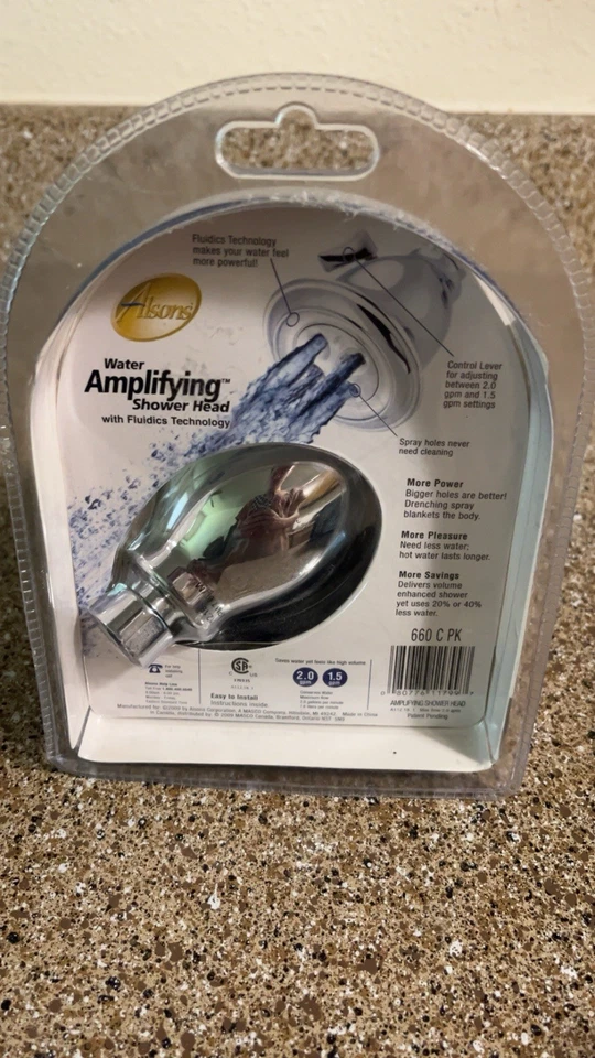 Cabezal de ducha Alsons ahorro de agua amplificador de agua con tecnología de pulso cromado Foto 3 de 3