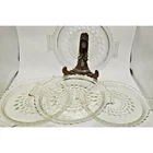 Lot 4 VTG American Fostoria Jeanette Cubist Whitehall Double Handle Trays