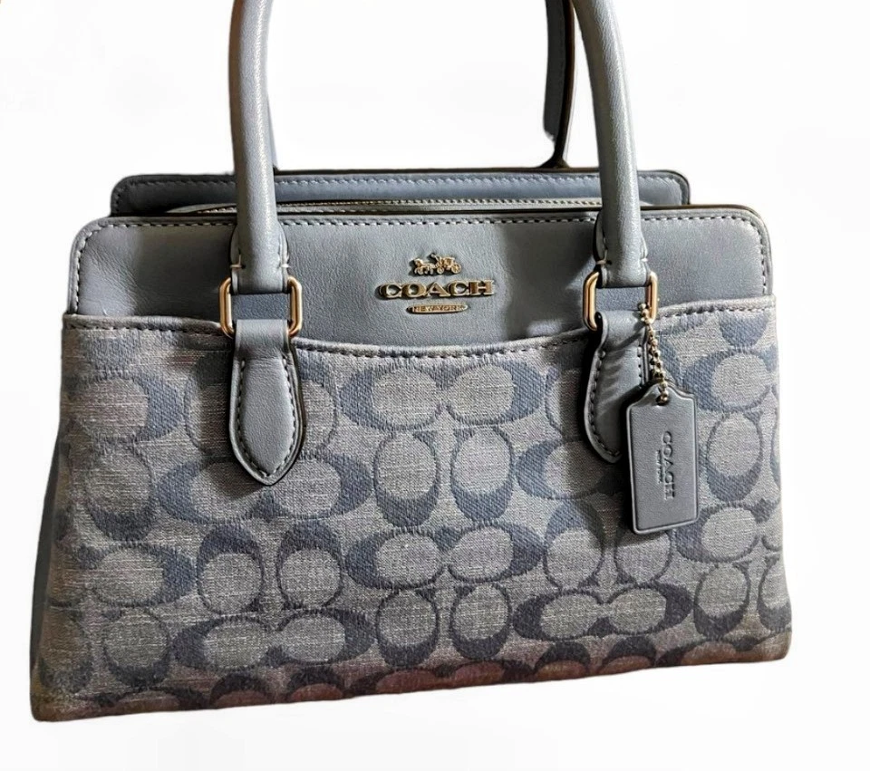 Borsa da trasporto Mini Coach Darcie in denim firmato Chambray Midnight