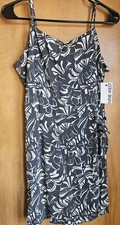 Nine West Women’s Side Tie Mini Dress In Black And White, Size Large, NWT