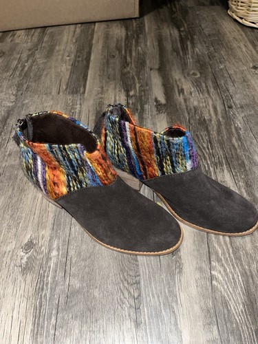 Toms Leila Damen-Booties Größe 6,5 schokoladenfarbenes Wildleder mehrfarbiges Textilgarn Wildleder - Bild 3 von 7