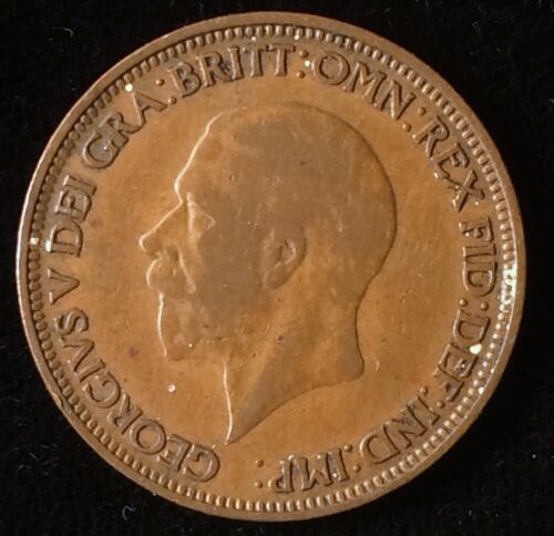 1928 Great Britain Halfpenny 1/2 P, King George V, 1st Year for Type