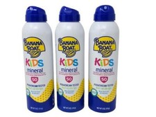 Banana Boat Mineral Kids Sunscreen Spray SPF 50 UVA/UVB 5 oz (3 Pack) Exp 12/25 3.31 per gallon