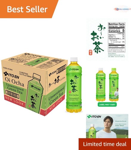 Green Tea Unsweetened 16.9 Ounce Pack of 12 Refreshing Natural Beverage