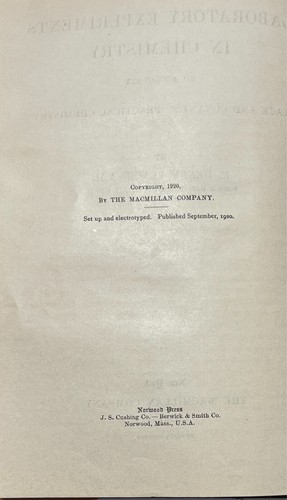 Rare 1921 Laboratory Experiments in Chemistry by Henry Black ~Vintage Science HB - Picture 6 of 8