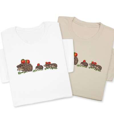 Embroidered Hedgehog Family Shirt, Cute Animal Nature Lover Gift