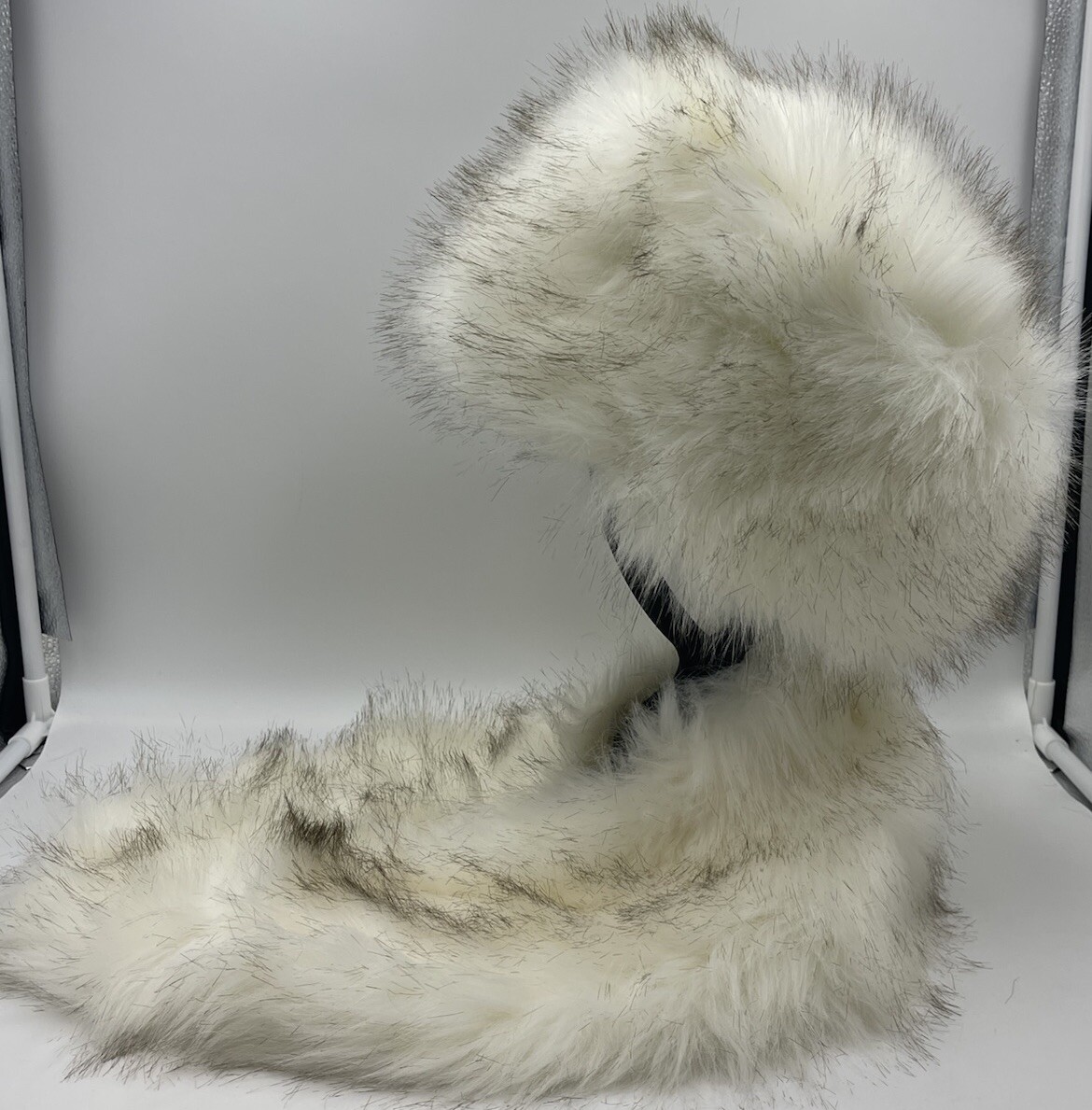 2 pc Cream Faux Fur Set: Anastasia Cossack Hat & Scarf Collar with Hook Closure 2 pc Cream Faux Fur Set: Anastasia Cossack Hat & Scarf  main image 3