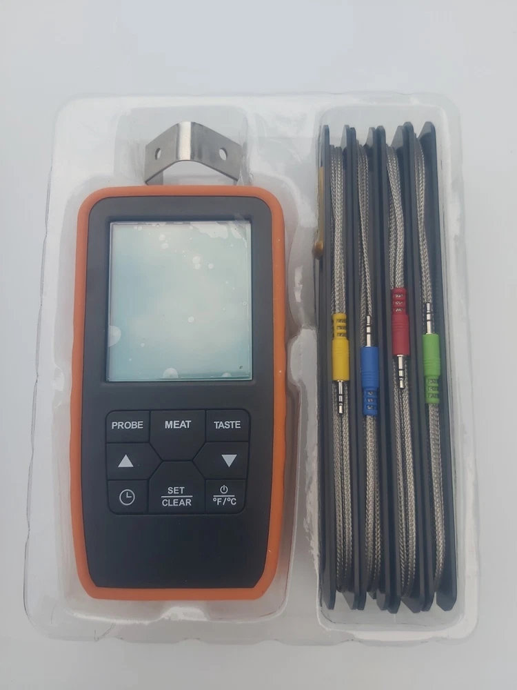 Meat Thermometer MT-101 with 4 probes. Digital. With wireless receiver. Black