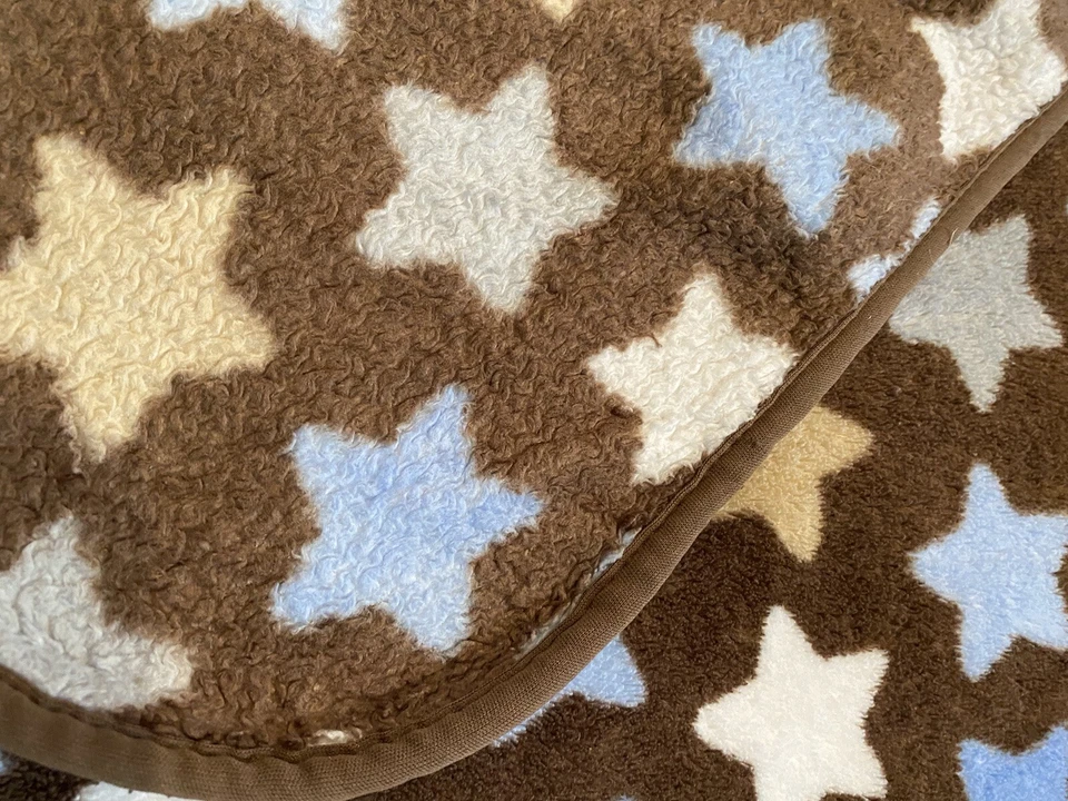 Manta polar Circo marrón estrella blanca azul bebé objetivo unisex Foto 3 de 4