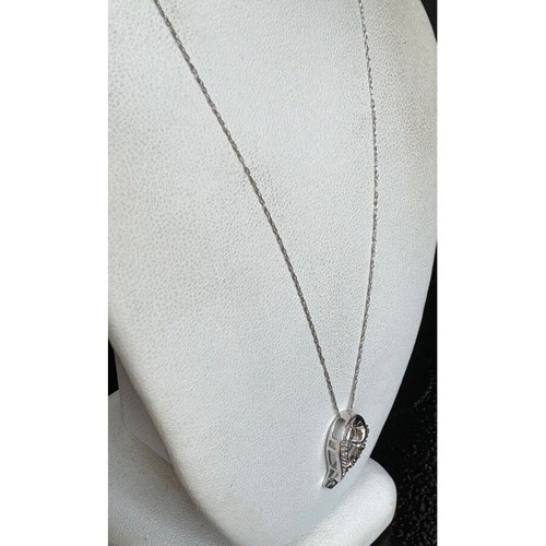JANE SEYMOUR WHITE GOLD BLACK AND CLEAR DIAMONDS HEART NECKLACE PENDANT SKY - Picture 4 of 15