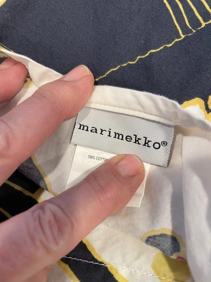 Edredón Marimekko Raro Ritva Completo/Reina y 2 Fundas Dorado Azul Marino Foto 4 de 4