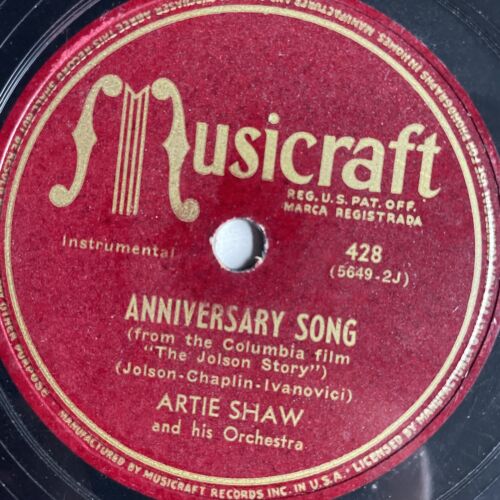 10" 78 RPM-Artie Shaw-Anniversary Song/Guilty/Musicraft 428 - Picture 3 of 4