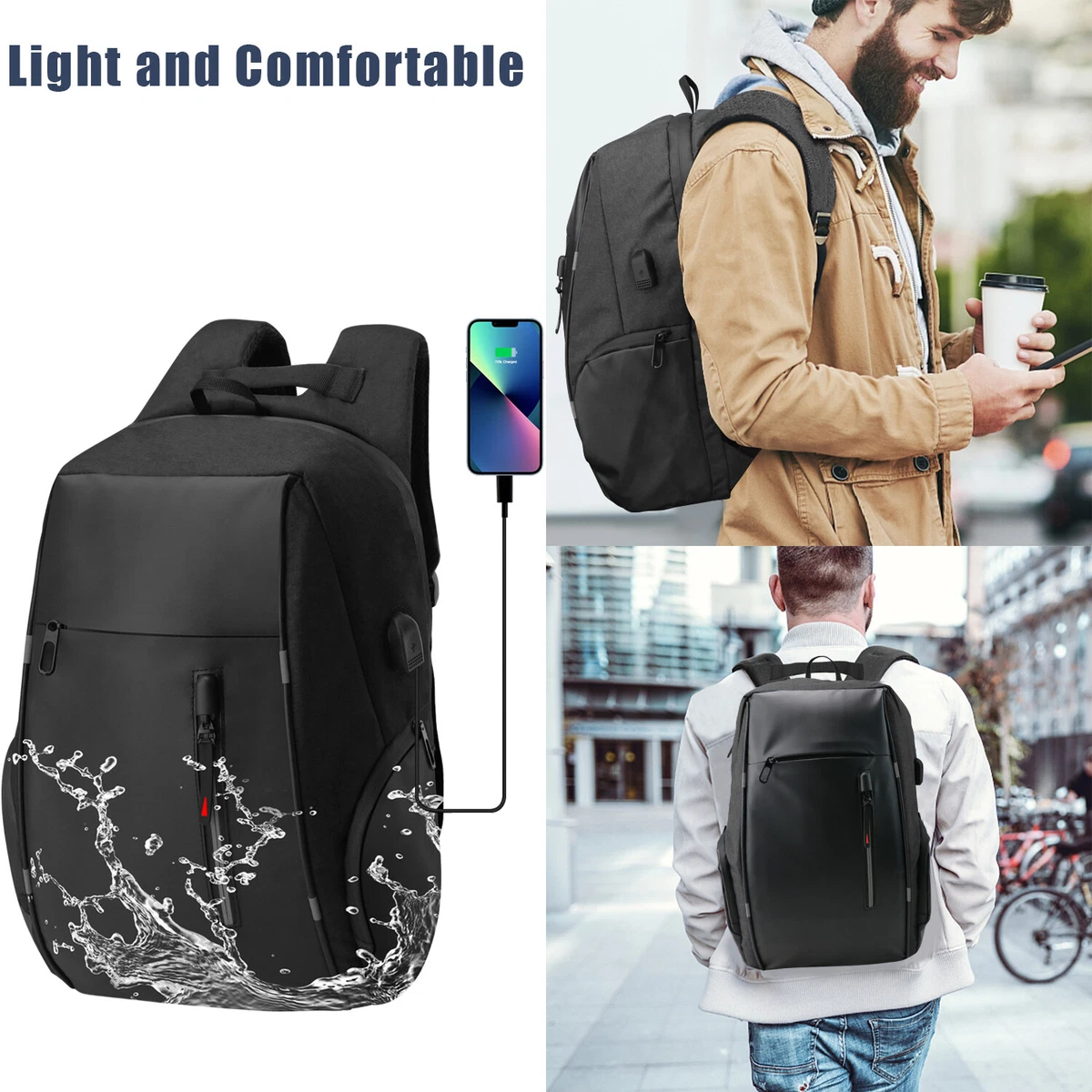 Laptop Bag Anti Theft Backpack - Laptop Backpack 15.6 Inch Waterproof Nylon  Travel Backpacks for Men (Black Backpack)