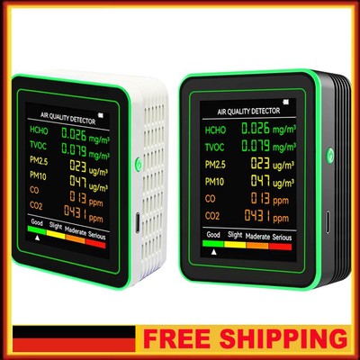 6-in-1-Luftqualitätsmonitor, CO2-Messgerät, präziser AQI-Tester, Gasdetektor für