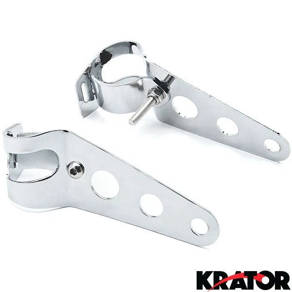 Soporte de montaje de faros cromado para motocicleta 31 mm-37 mm horquilla picadora café corredor Foto 3 de 4